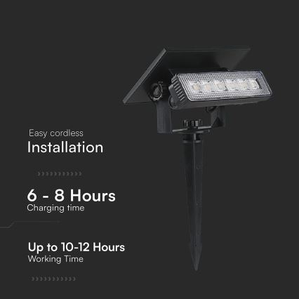 Lampe solaire LED/0,9W/3,7V 3000K IP65 noir