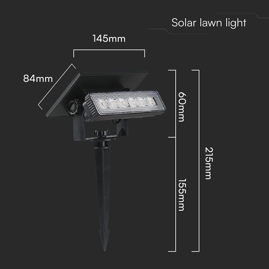 Lampe solaire LED/0,9W/3,7V 3000K IP65 noir
