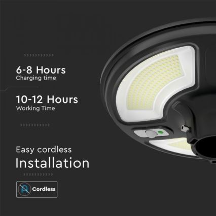 Lampe solaire LED de rue avec capteur LED/10W/3,2V IP65 4000K 15000 mAh + télécommande