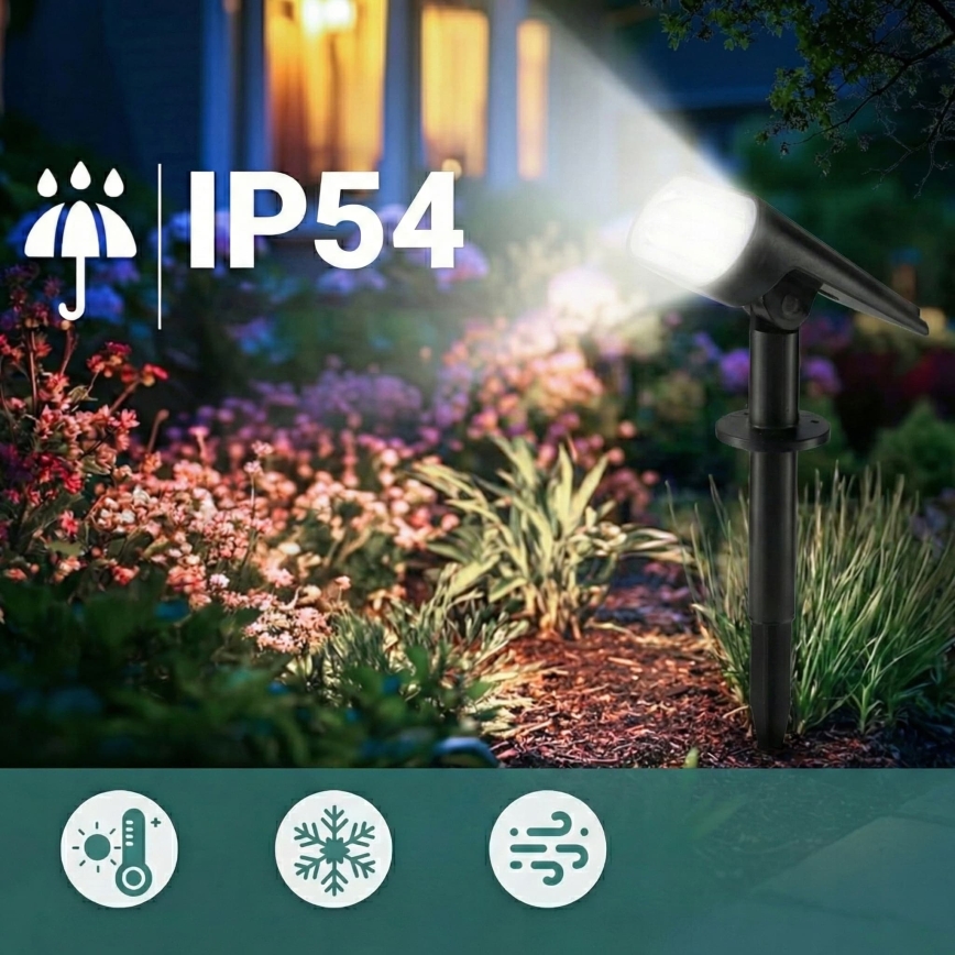 Lampe solaire LED 2 en 1 LED/3,7V 1200 mAh IP54 noire