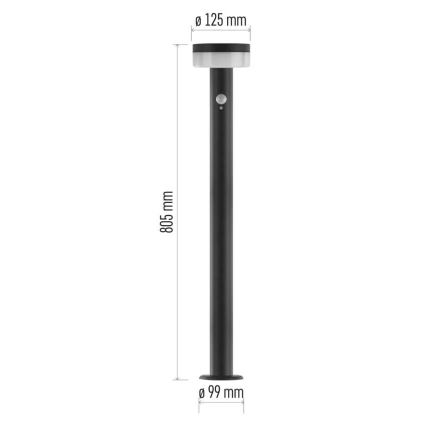Lampe solaire LED avec capteur LED/2W/3,7V 1200 mAh IP44 80 cm