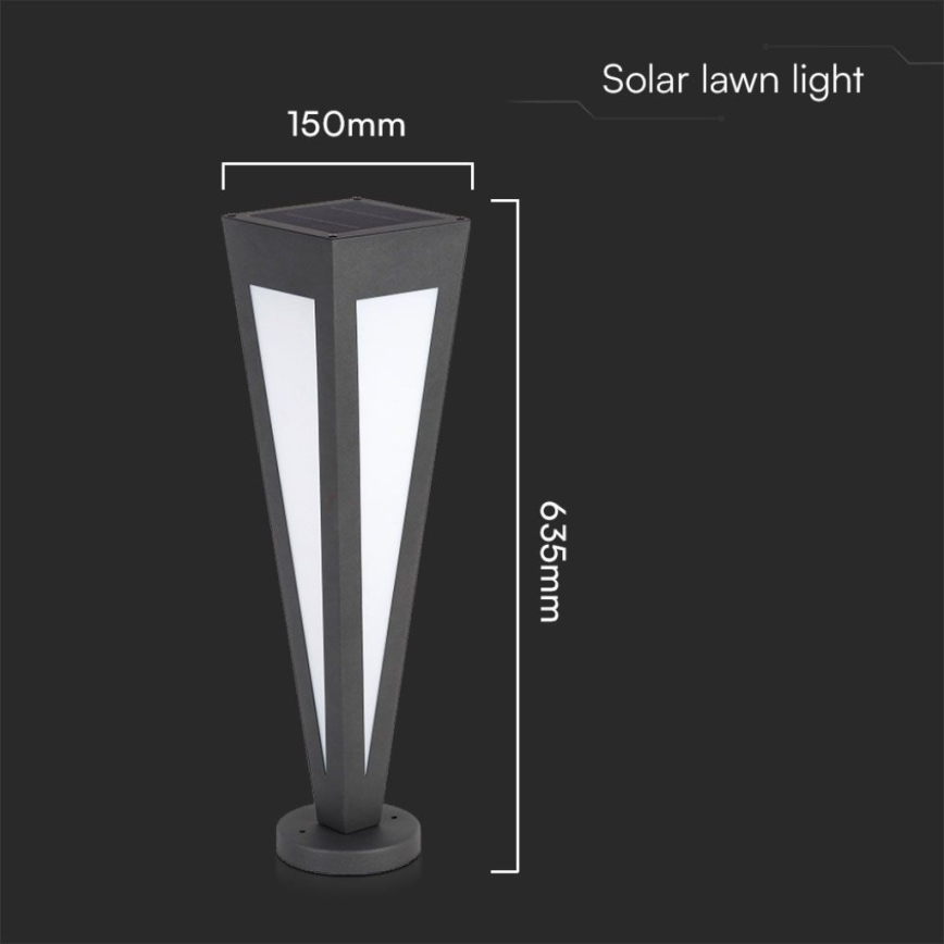 Lampe solaire LED/2W/3,7V IP65 3000K noir + télécommande