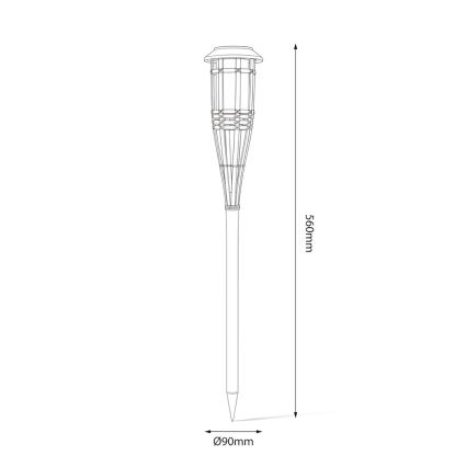 Lampe solaire LED BAMBOO 1,2 V 150 mAh 1800 K 56 cm IP44 beige