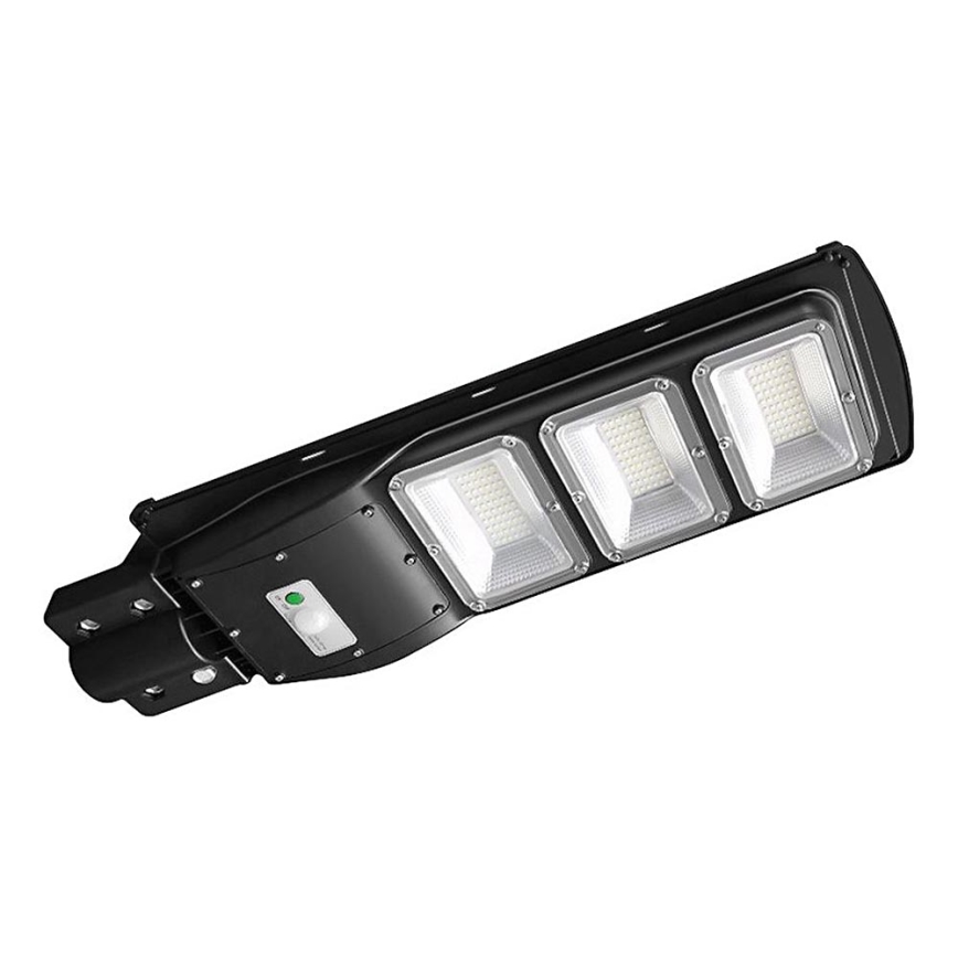 Lampe solaire LED d'extérieur dimmable avec capteur de mouvement et crépuscule LED/12W/3,2V 6000K IP65 10000 mAh noire + télécommande