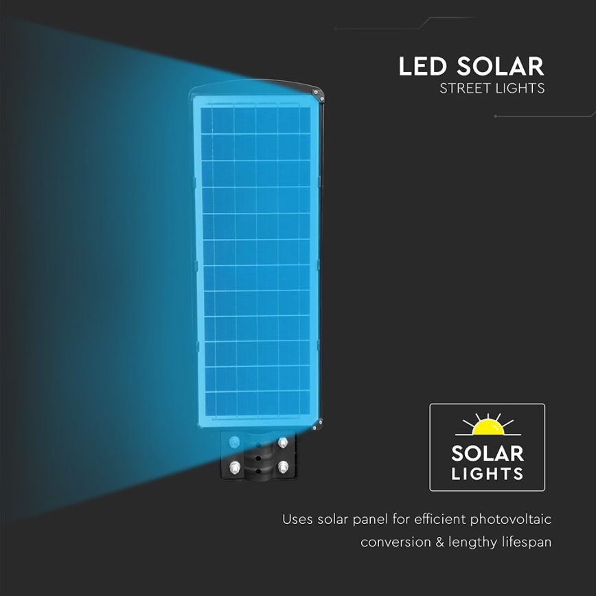 Lampe solaire LED d'extérieur dimmable avec capteur de mouvement et crépuscule LED/12W/3,2V 6000K IP65 10000 mAh noire + télécommande