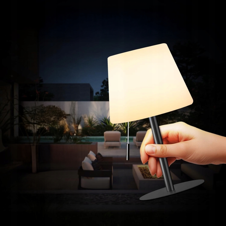Lampe solaire LED dimmable LED/2W/5V USB 1200 mAh IP44 blanc/noir