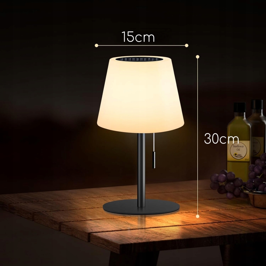 Lampe solaire LED dimmable LED/2W/5V USB 1200 mAh IP44 blanc/noir