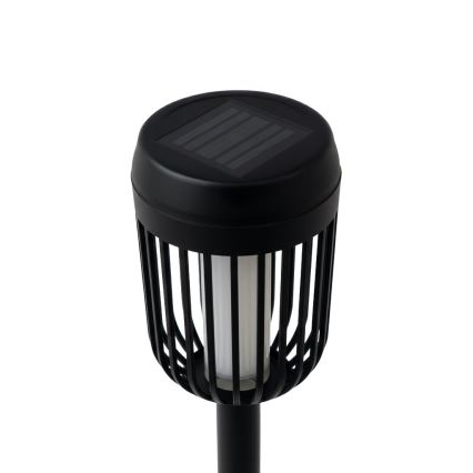 Lampe solaire LED FLAME, 1,2 V, 100 mAh, 1800 K, 37 cm, IP44, noire