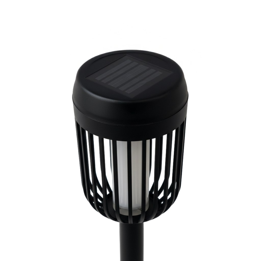 Lampe solaire LED FLAME, 1,2 V, 100 mAh, 1800 K, 37 cm, IP44, noire