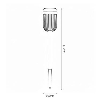 Lampe solaire LED FLAME, 1,2 V, 100 mAh, 1800 K, 37 cm, IP44, noire