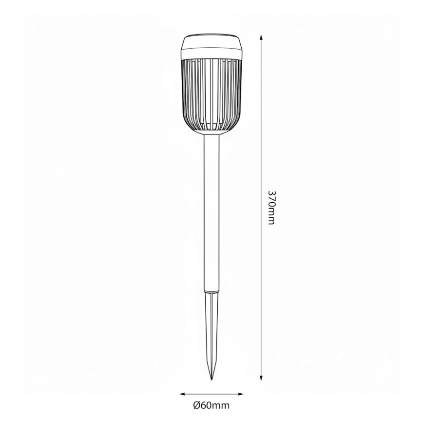 Lampe solaire LED FLAME, 1,2 V, 100 mAh, 1800 K, 37 cm, IP44, noire