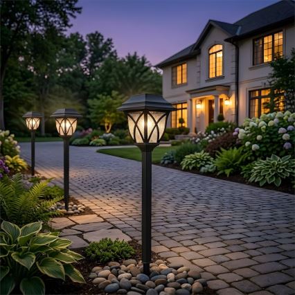 Lampe solaire LED LAWN, 1,2 V, 100 mAh, 3000 K, 44 cm, IP44, noire