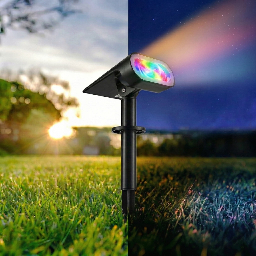 Lampe solaire LED RGB 2 en 1 LED/3,7V 1200 mAh IP54 noire