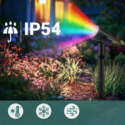 Lampe solaire LED RGB 2 en 1 LED/3,7V 1200 mAh IP54 noire