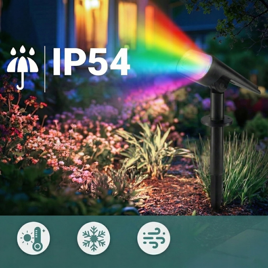 Lampe solaire LED RGB 2 en 1 LED/3,7V 1200 mAh IP54 noire