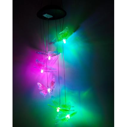 Lampe solaire LED RGB 6xLED/1,2V 300 mAh IP44 papillon