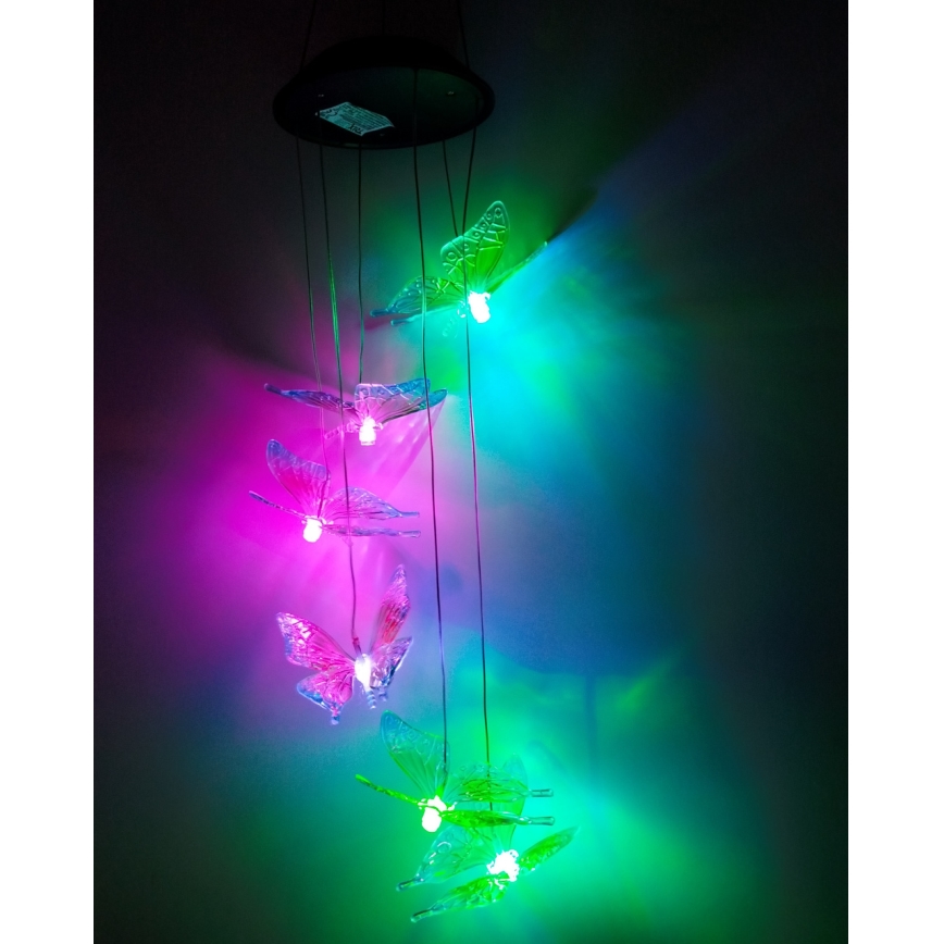 Lampe solaire LED RGB 6xLED/1,2V 300 mAh IP44 papillon
