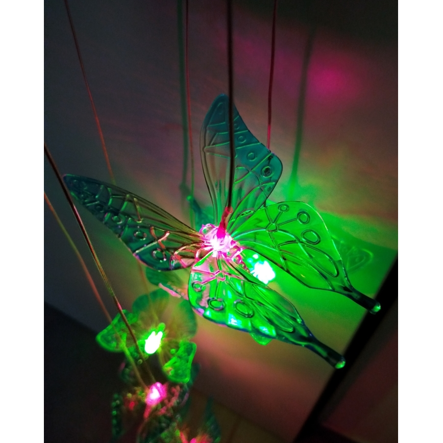 Lampe solaire LED RGB 6xLED/1,2V 300 mAh IP44 papillon