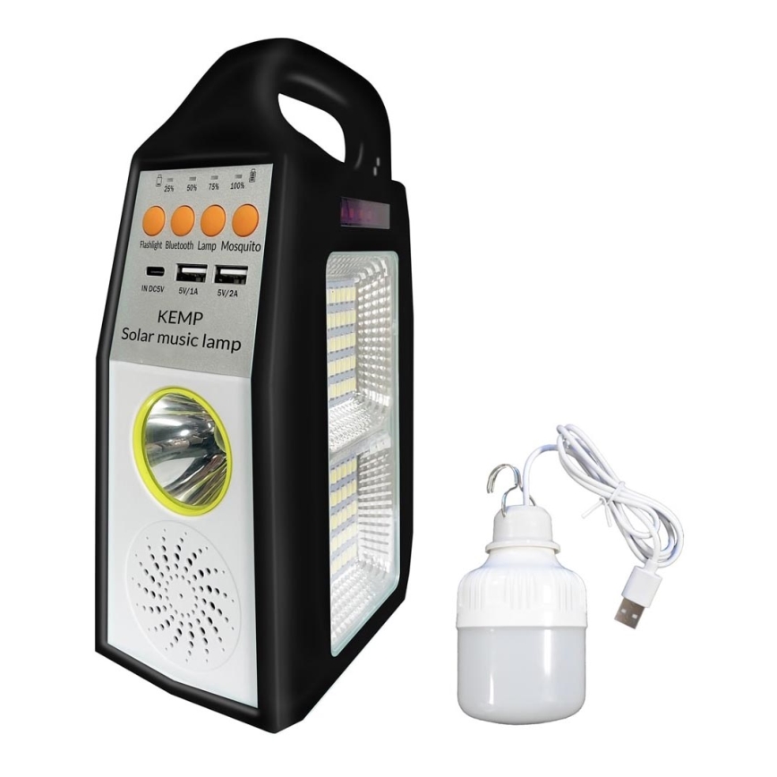 Lampe solaire multifonctions avec enceinte et batterie portative LED/5W/7200mAh IP65