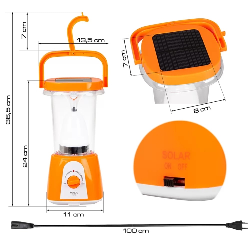 Lampe solaire rechargeable à intensité variable avec fonction batterie portative LED/230V 710 brillant 1600 mAh
