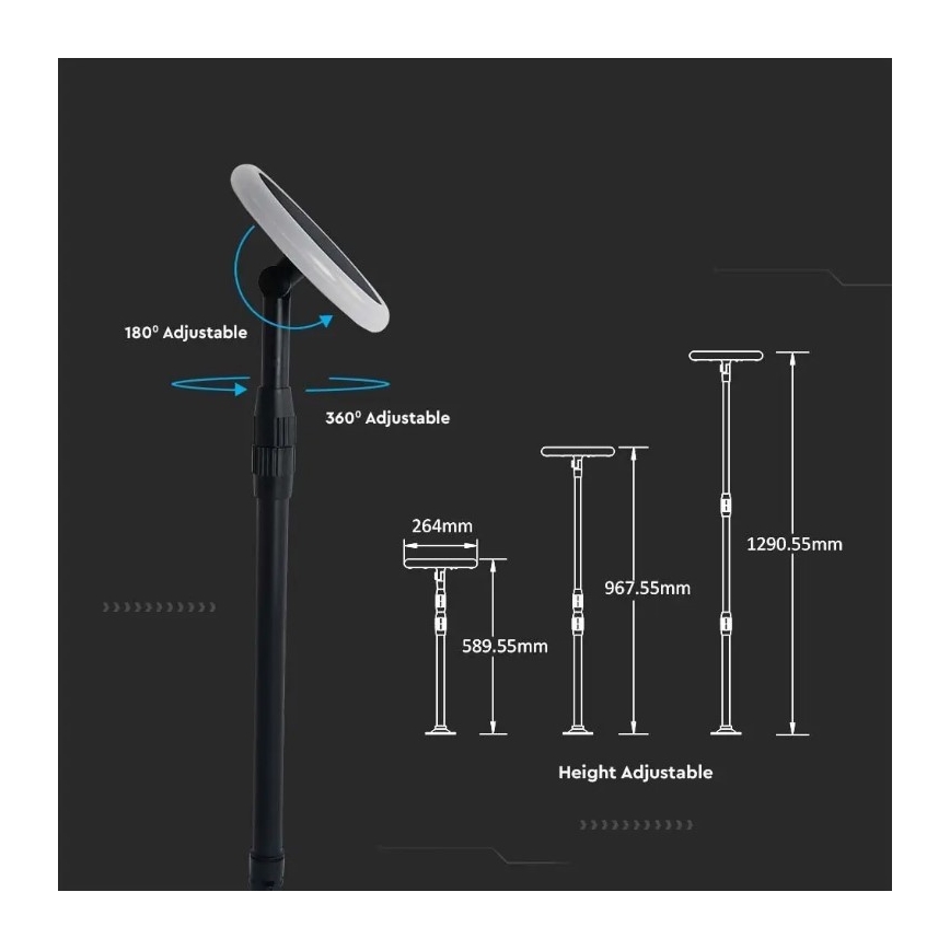 Lampe solaire réglable GARDEN LED/8W/5V 60-129 cm 4000K IP65