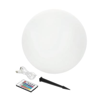Lampe solaire RGB à intensité variable GARDEN BALL LED/5W/3,7V 3000K IP54 2200 mAh d. 40 cm + Télécommande