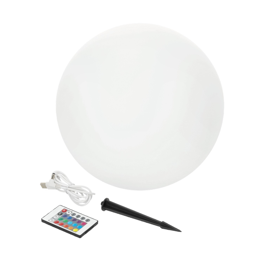 Lampe solaire RGB à intensité variable GARDEN BALL LED/5W/3,7V 3000K IP54 2200 mAh d. 40 cm + Télécommande