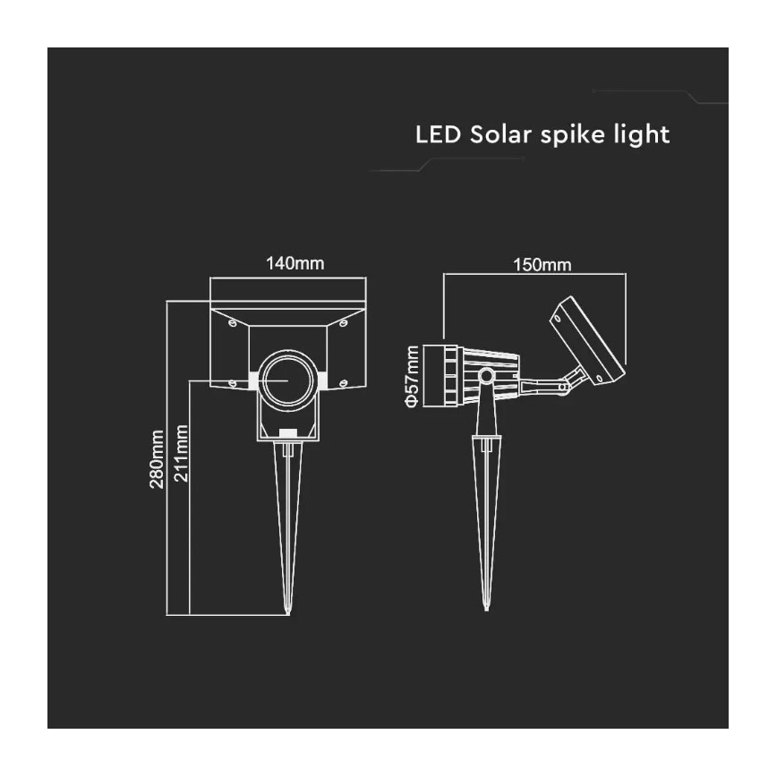 Lampe solaire SPIKE LED/2W/5,5V IP65 6400K