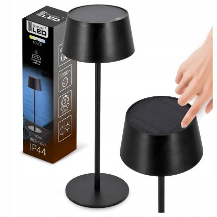 Lampe solaire tactile LED dimmable LED/3W/5V USB 1800 mAh IP44 noire