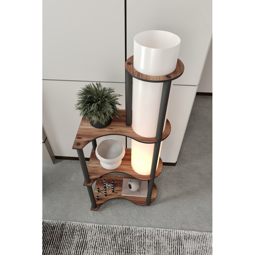 Lampe sur pied avec étagères NOTO 1xE27/40W/230V marron/noir