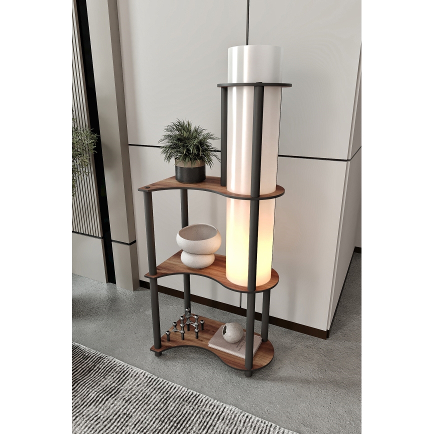 Lampe sur pied avec étagères NOTO 1xE27/40W/230V marron/noir
