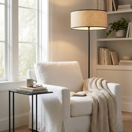 Lampe sur pied ECO 1xE27/15W/230V beige/rotin