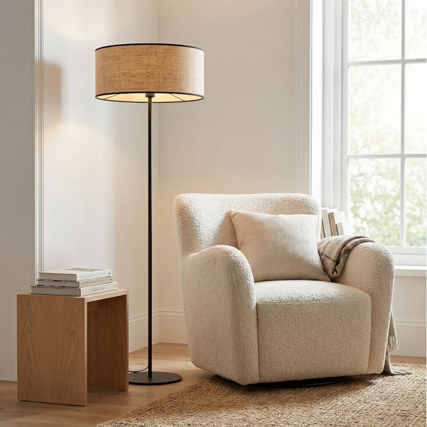 Lampe sur pied ECO 1xE27/15W/230V beige/rotin