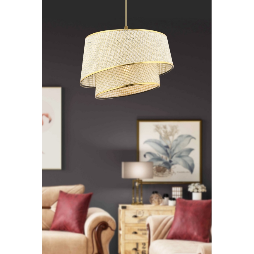 Lampe suspendue BARETTE 1xE27/60W/230V crème/or