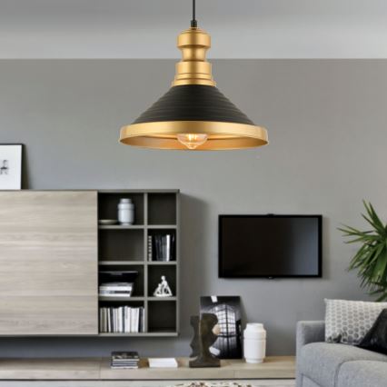 Lampe suspendue MONZA 1xE27/40W/230V, 30 cm noire/or