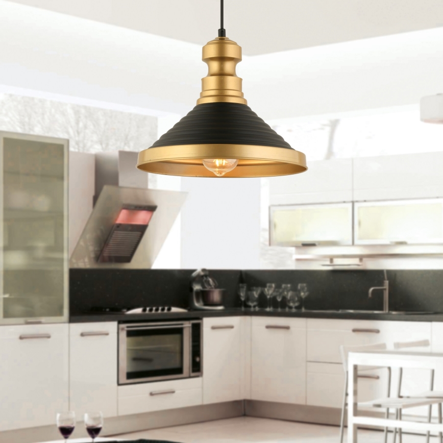 Lampe suspendue MONZA 1xE27/40W/230V, 30 cm noire/or