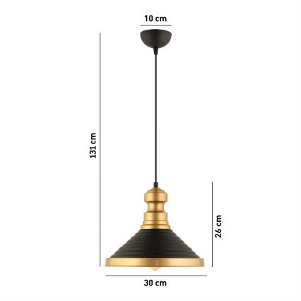 Lampe suspendue MONZA 1xE27/40W/230V, 30 cm noire/or