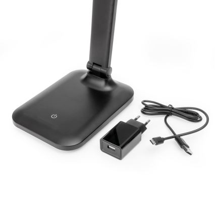 Lampe de table tactile à intensité variable avec charge sans fil et Port USB REMUS LED/5W/230V noir