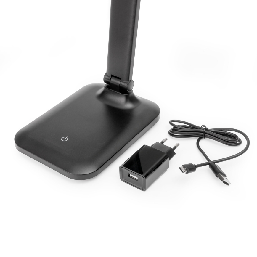 Lampe de table tactile à intensité variable avec charge sans fil et Port USB REMUS LED/5W/230V noir