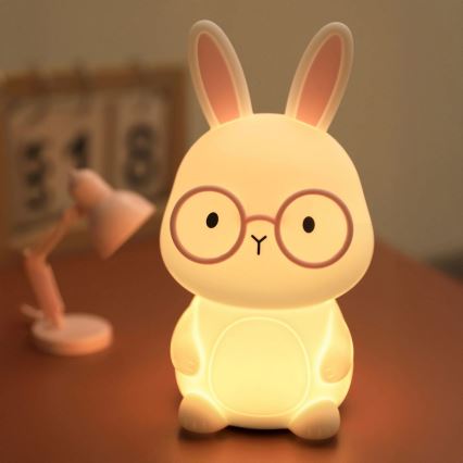 Lampe tactile enfant à intensité variable RGBW FLORKA LED/1W/5V USB 1200 mAh lapin blanc/rose