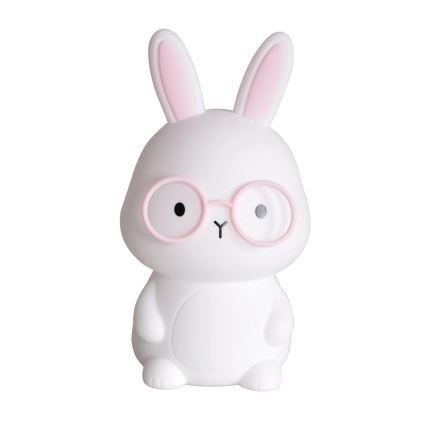 Lampe tactile enfant à intensité variable RGBW FLORKA LED/1W/5V USB 1200 mAh lapin blanc/rose