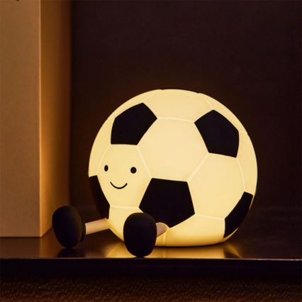 Lampe tactile LED dimmable pour enfants FOOTBALL LED/2W/5V USB 1200 mAh blanc/noir