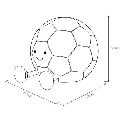 Lampe tactile LED dimmable pour enfants FOOTBALL LED/2W/5V USB 1200 mAh blanc/noir