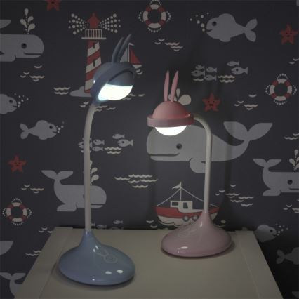 Lampe tactile LED pour enfants RABBIT LED/0,4W/5V 3000/ 6500K bleu+USB