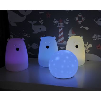 Lampe tactile LED RGB pour enfants BEAR LED/0,8W/5V blanche + USB