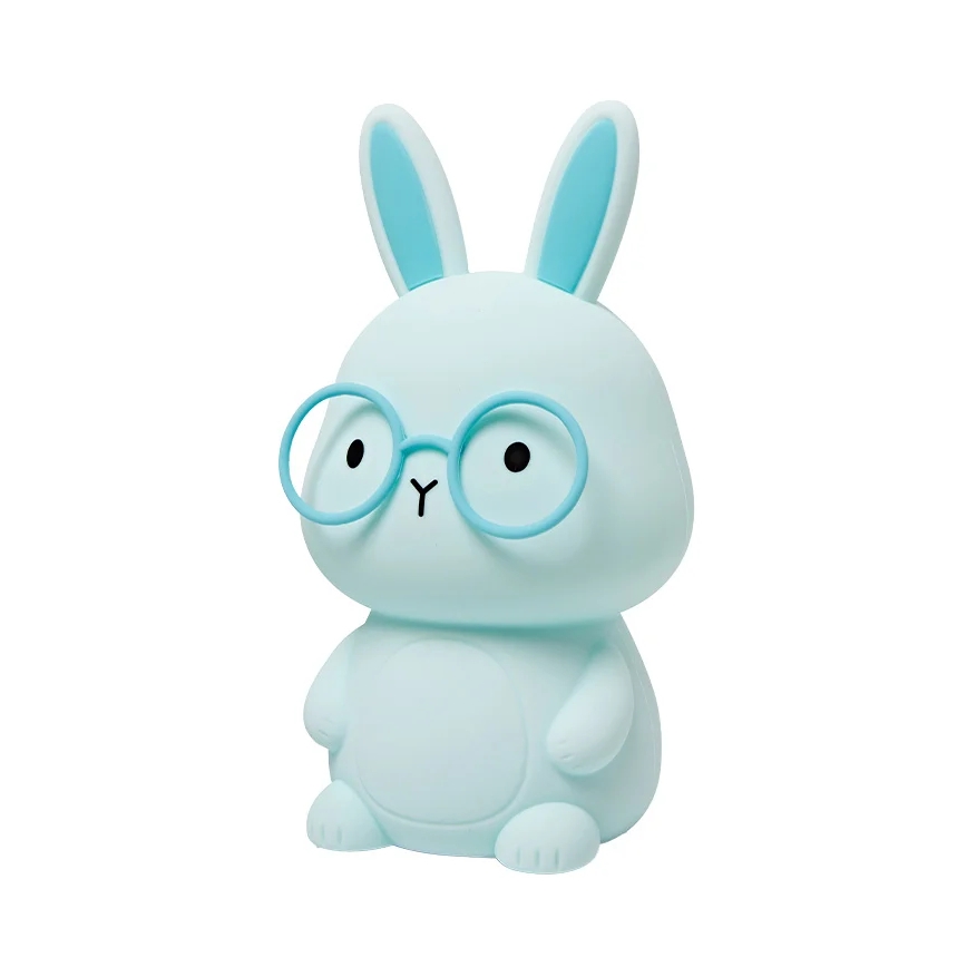 Lampe tactile pour enfants à intensité variable RGBW FLORKA LED/1W/5V USB 1200 mAh lapin bleu