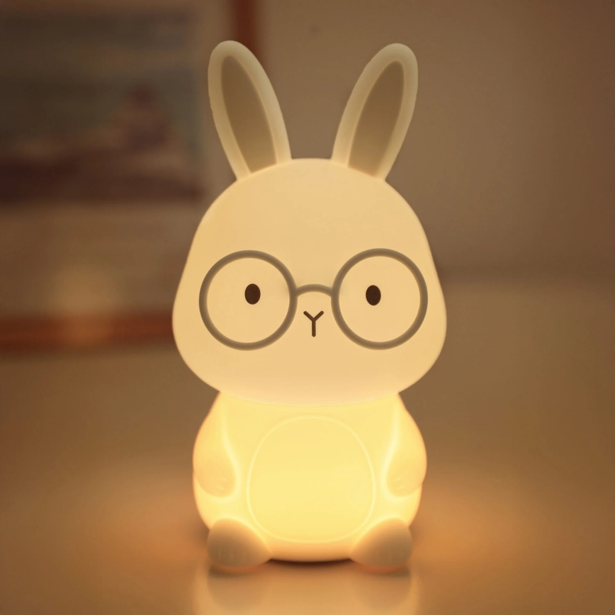 Lampe tactile pour enfants à intensité variable RGBW FLORKA LED/1W/5V USB 1200 mAh lapin blanc/gris