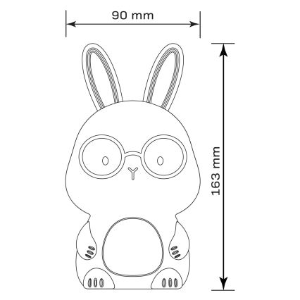 Lampe tactile pour enfants à intensité variable RGBW FLORKA LED/1W/5V USB 1200 mAh lapin blanc/gris
