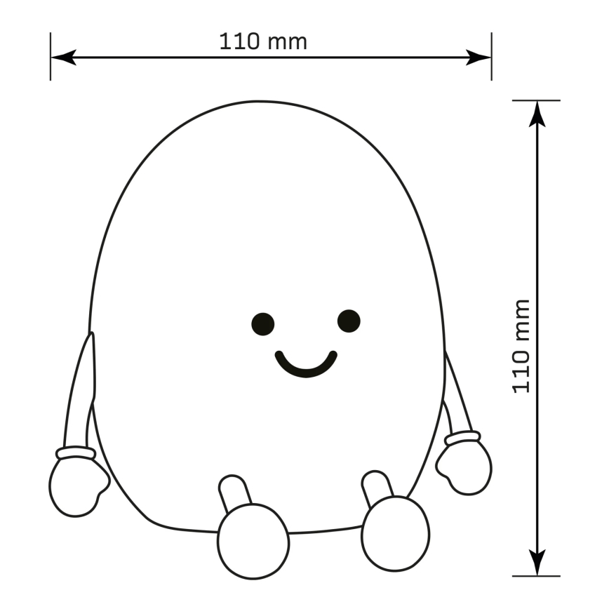 Lampe tactile pour enfants à intensité variable RGBW POTATO LED/2W/5V USB 1200 mAh pomme de terre