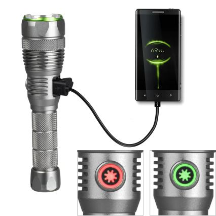 Lampe torche LED rechargeable dimmable avec fonction powerbank LED/30W/5V IPX7 3000 lm 4000 mAh